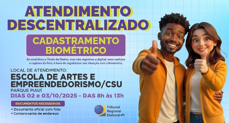 Biometria (foto e digitais) e outros serviços da Justiça Eleitoral estão disponíveis nesta quint...