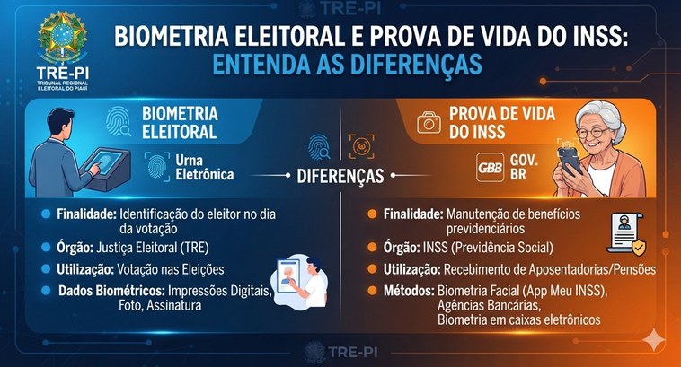 O recadastramento eleitoral biométrico aumenta a segurança do voto nas urnas. Já a prova de vida...