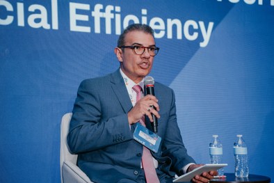 Presidente do TRE-PI, desembargador José Wilson Ferreira de Araújo Júnior, durante painel no Exp...
