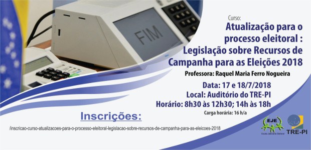 Foto banner EJE 3 Banner referente ao curso atualização processo eleitoral 2018.