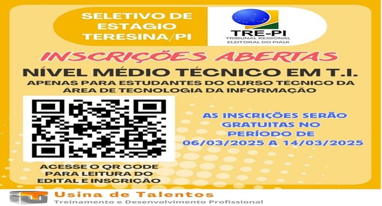 TRE-PI abre seleção de estagiárias/estagiários de TI nível médio Edital nº 2/2025 está publicado no Diário de Justiça Eletrônico - DJE do TRE-PI disponibilizado ...