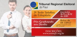 Foto baner com informações do  3º teste seletivo para estágio no TRE-PI