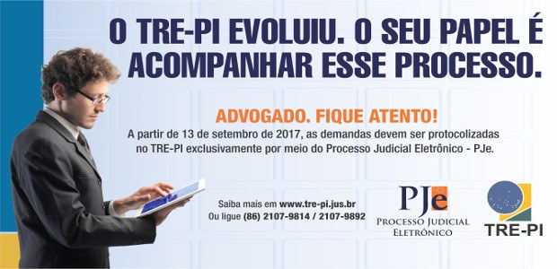 Foto referente banner implantação do Processo Judicial Eletrônico no TRE-PI