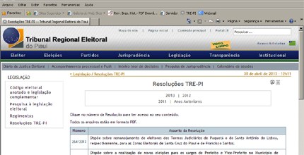 tre-pi-resolucoes-internet pagina do TRE-PI na internet link resoluções