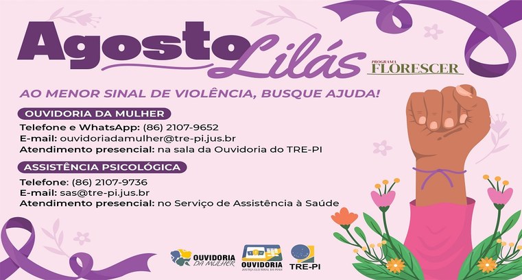 Agosto Lilás: mês de conscientização para o fim da violência contra a mulher ...