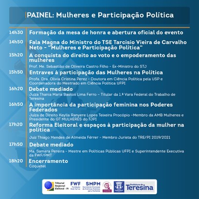 Mulheres de destaque no Piauí estarão no painel “Participação Feminina nas Eleições 2020” Mulheres de destaque no Piauí estarão no painel “Participação Feminina nas Eleições 2020”