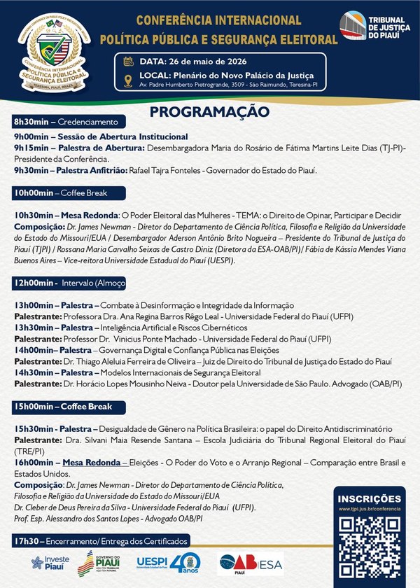 Programação da Conferência Internacional de Política Pública e Segurança Eleitoral