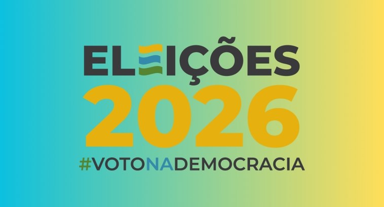 #PraTodosVerem: Na fotografia aparece a logomarca das Eleições 2026 com a frase hastag voto na d...